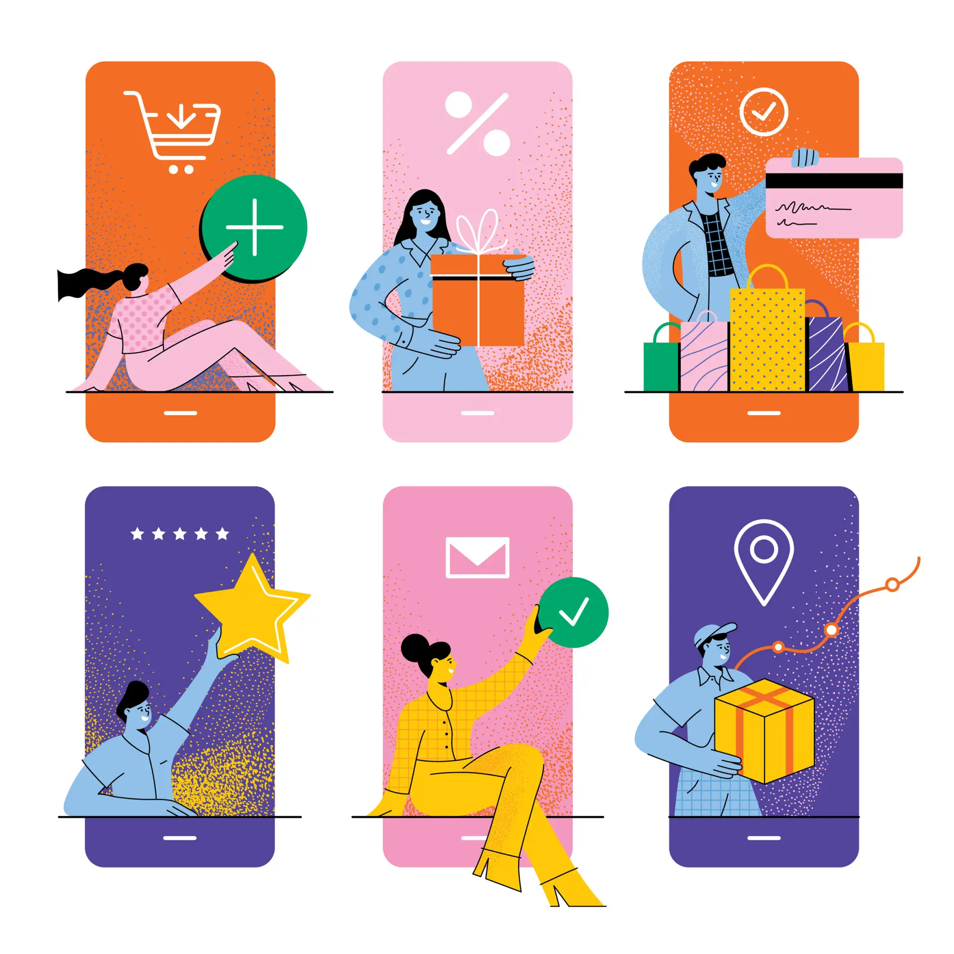 Ecommerce Marketing Six Illustrations