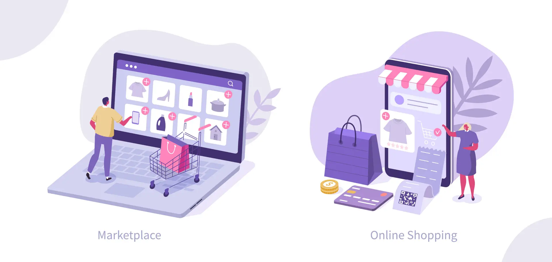 DTC Ecommerce Marketplace Retail Illustration