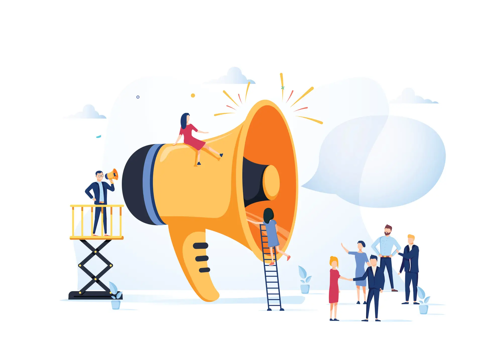 Ecommerce Brand Voice Illustration Megaphone with Customers