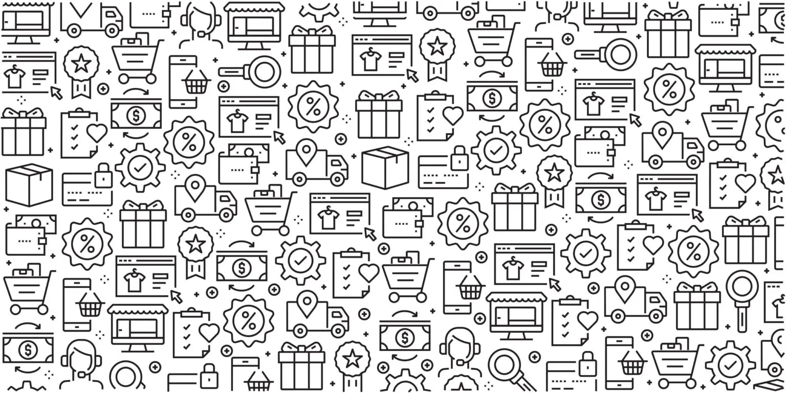 Ecommerce Customer Service Pattern Black White Stroke