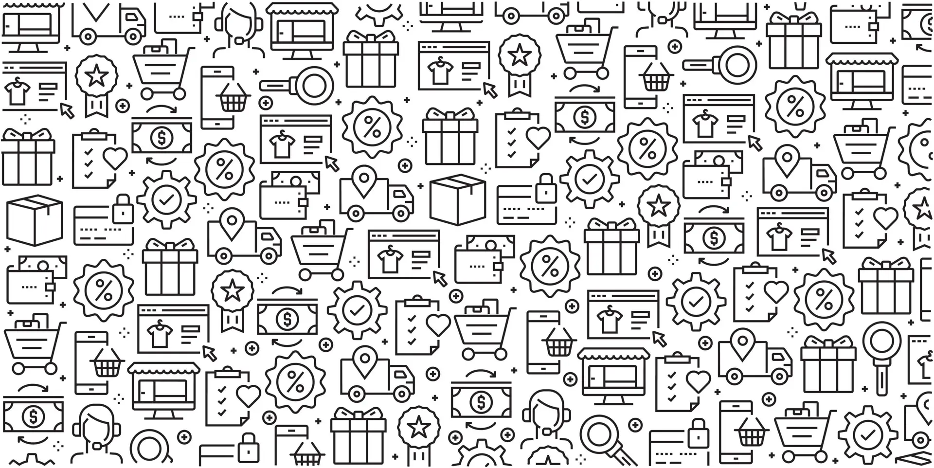 Ecommerce Customer Service Pattern Black White Stroke