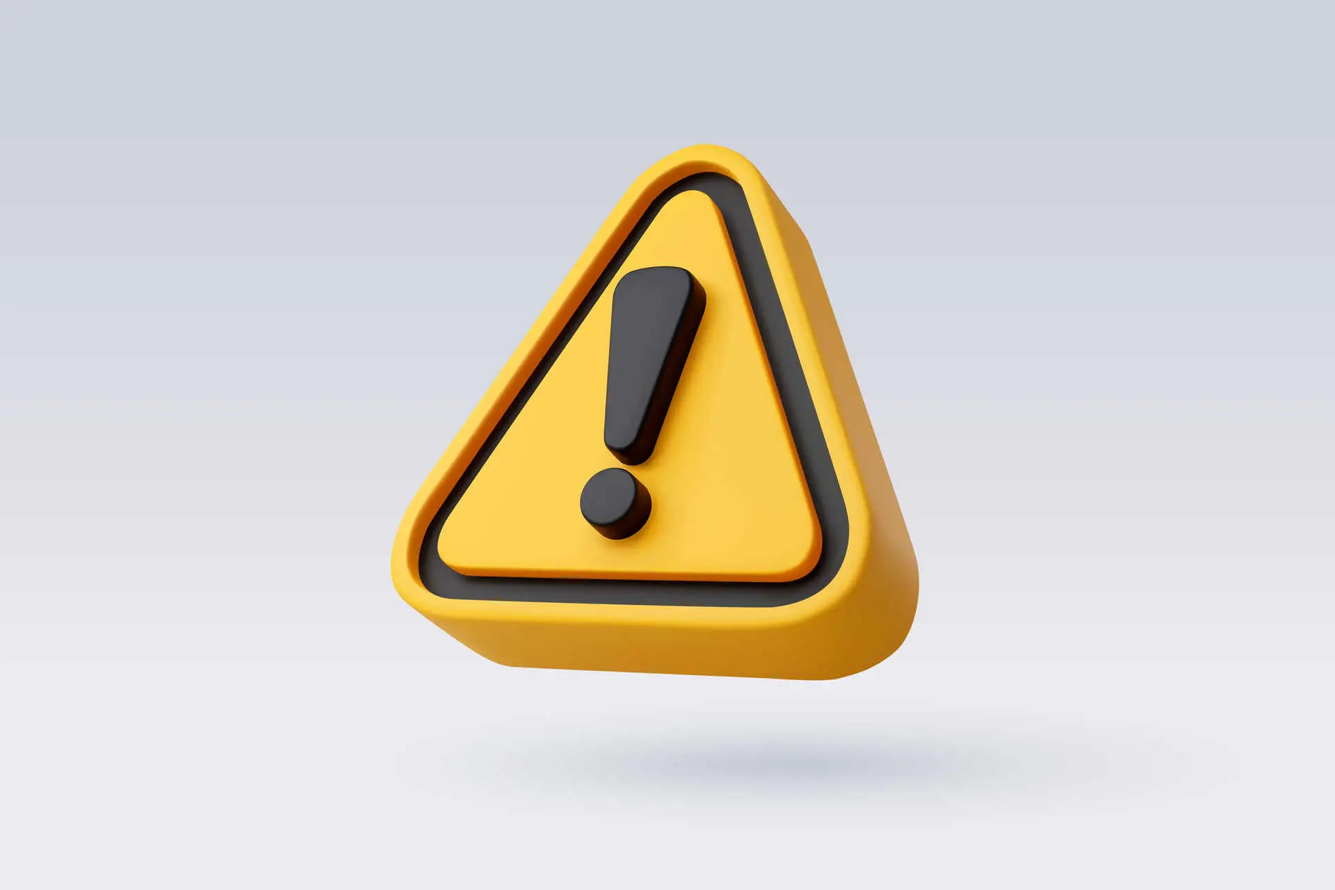 3d Vector Yellow warning sign with Exclamation mark concept.