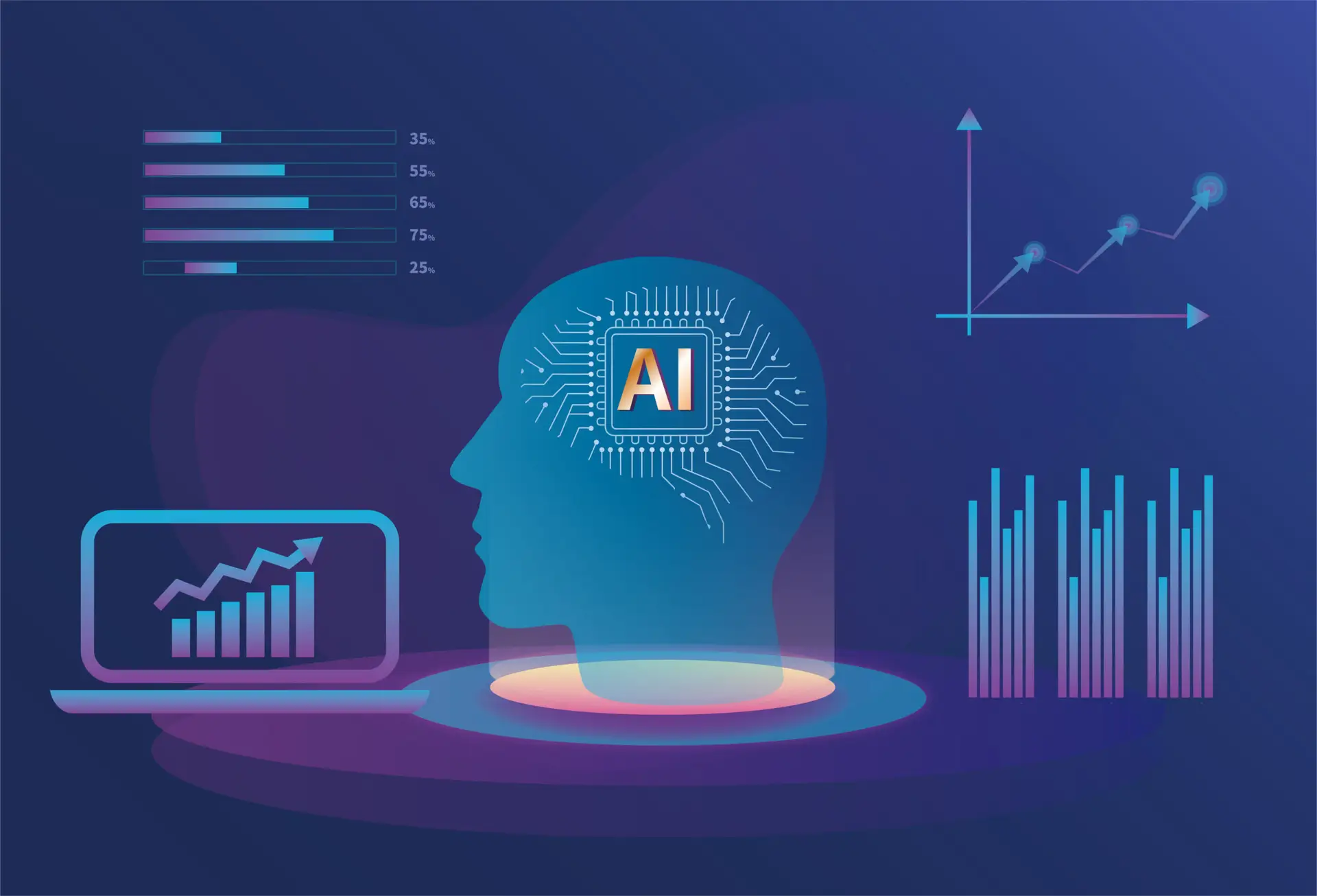 Artificial intelligence and big data conceptual illustration