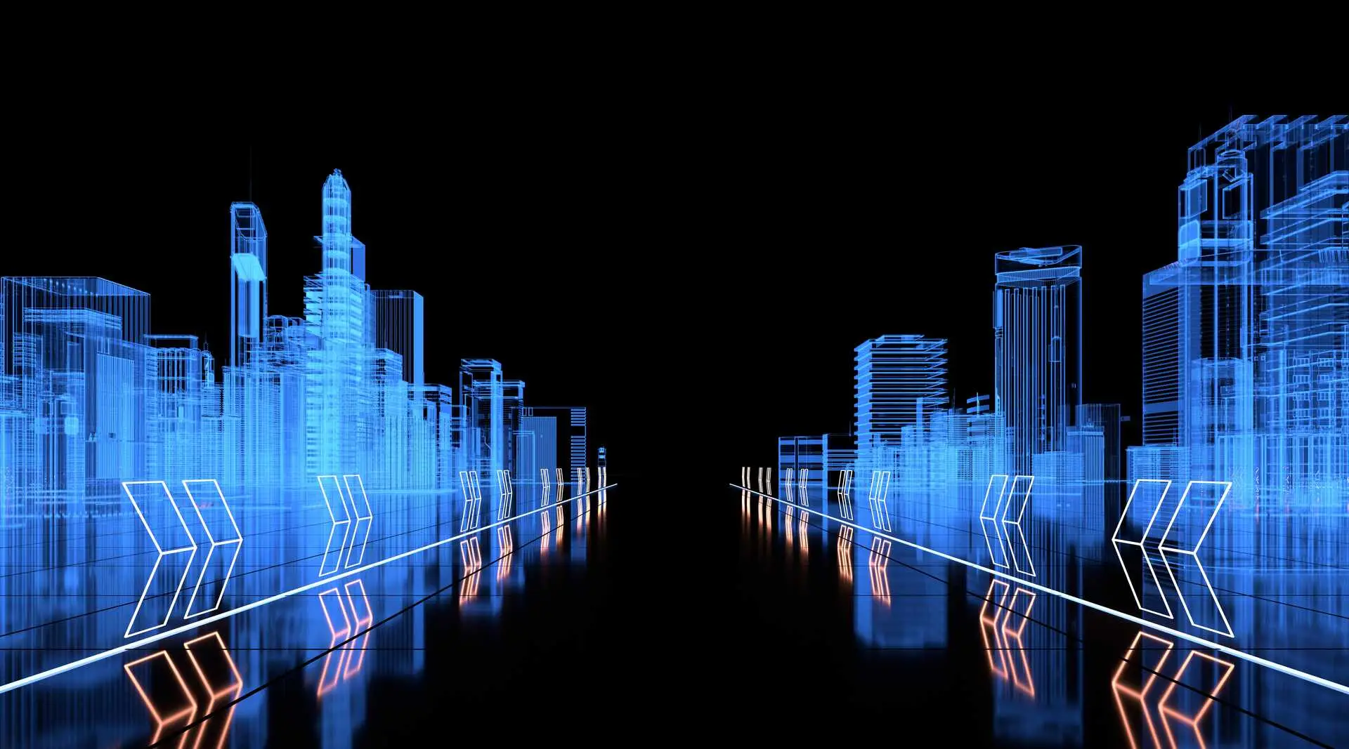 Futuristic blue smart city background
