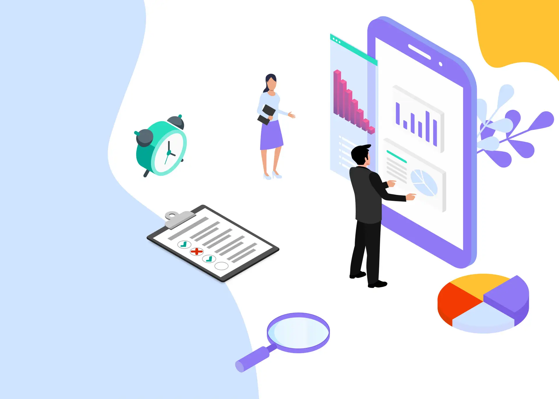 Business Analytics Concept. Business Finance And Industry. Isometric Projection. Vector Illustration. Eps 10