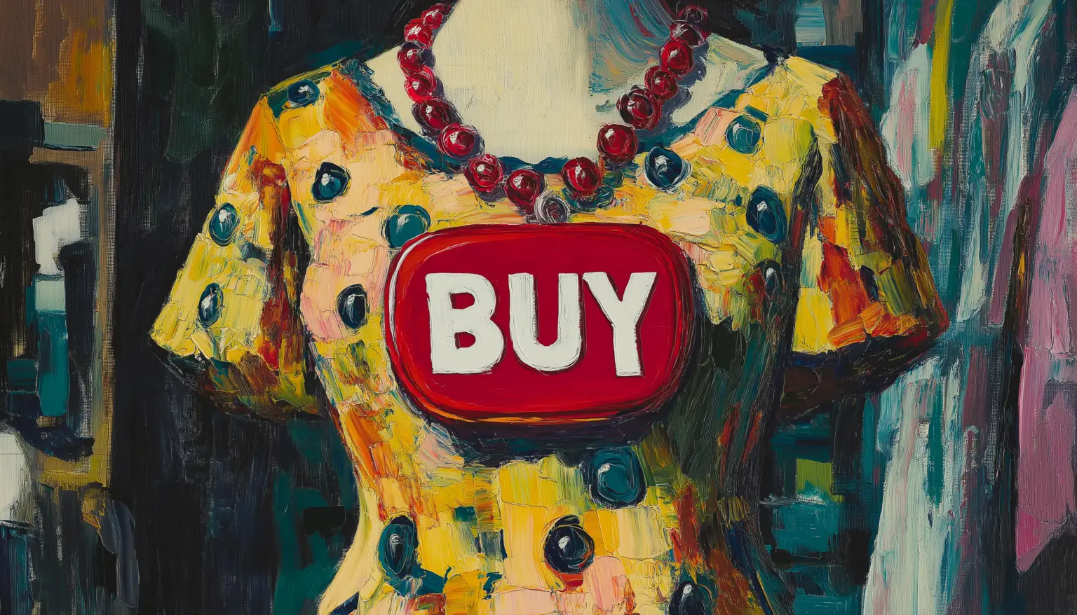 Dress With Buy Button Necklace