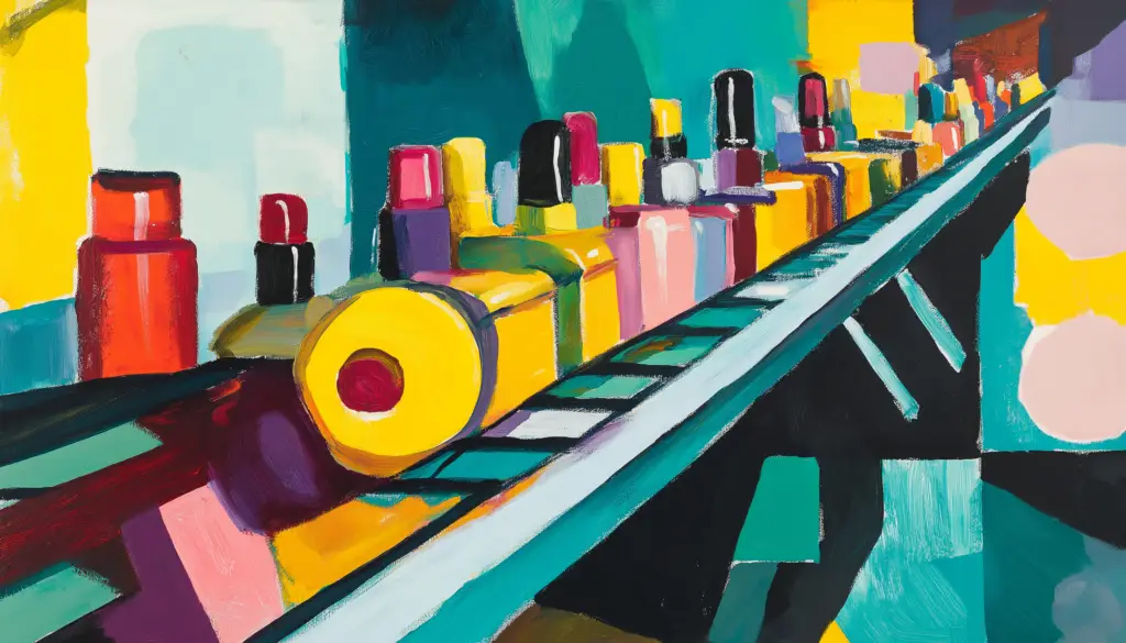 Shampoo Lipstick On Conveyor Belt Cpg