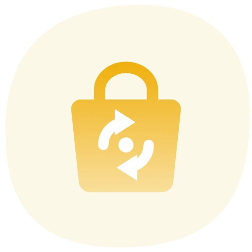 Shopping bag with repeat arrows icon