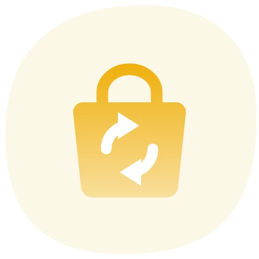 Shopping bag with repeat arrows icon