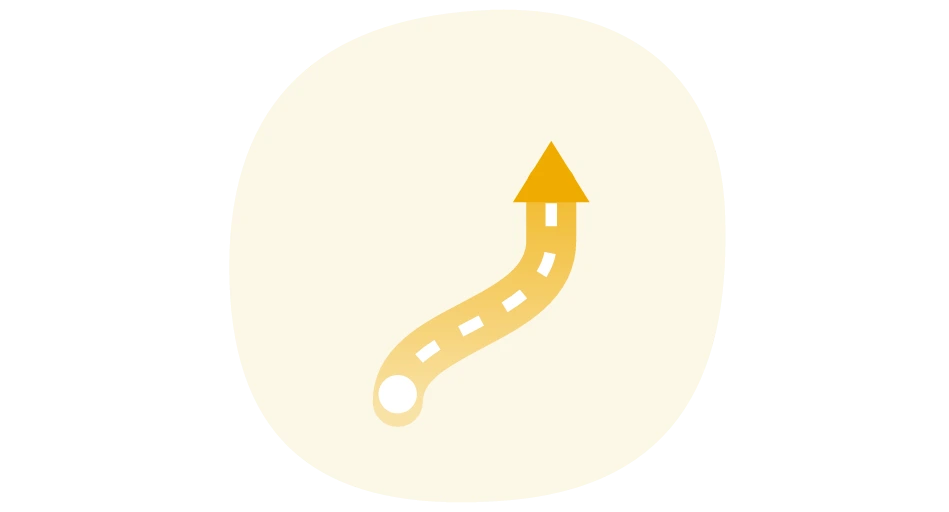 Winding road with arrow icon