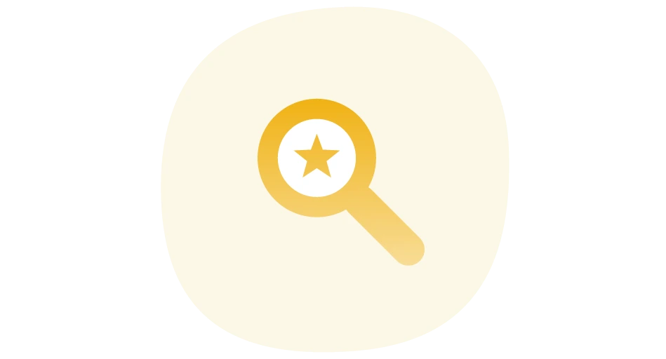 Magnifying glass with star icon
