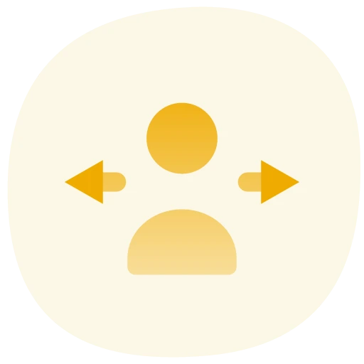 Person pulled in two directions icon